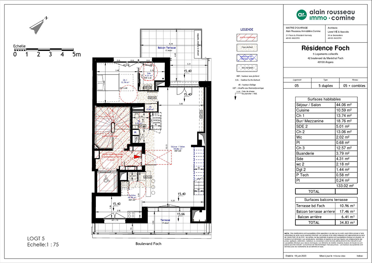 Appartement 133.02m² – 
ANGERS