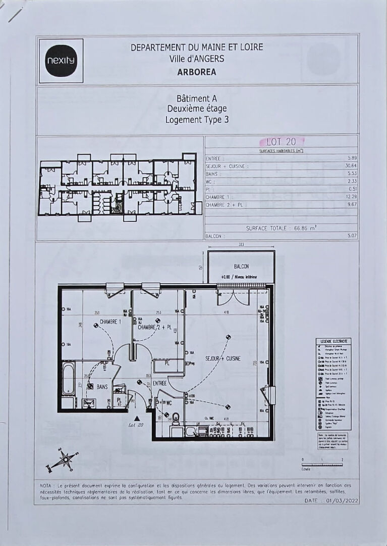 Appartement 66.86m² – 
ANGERS