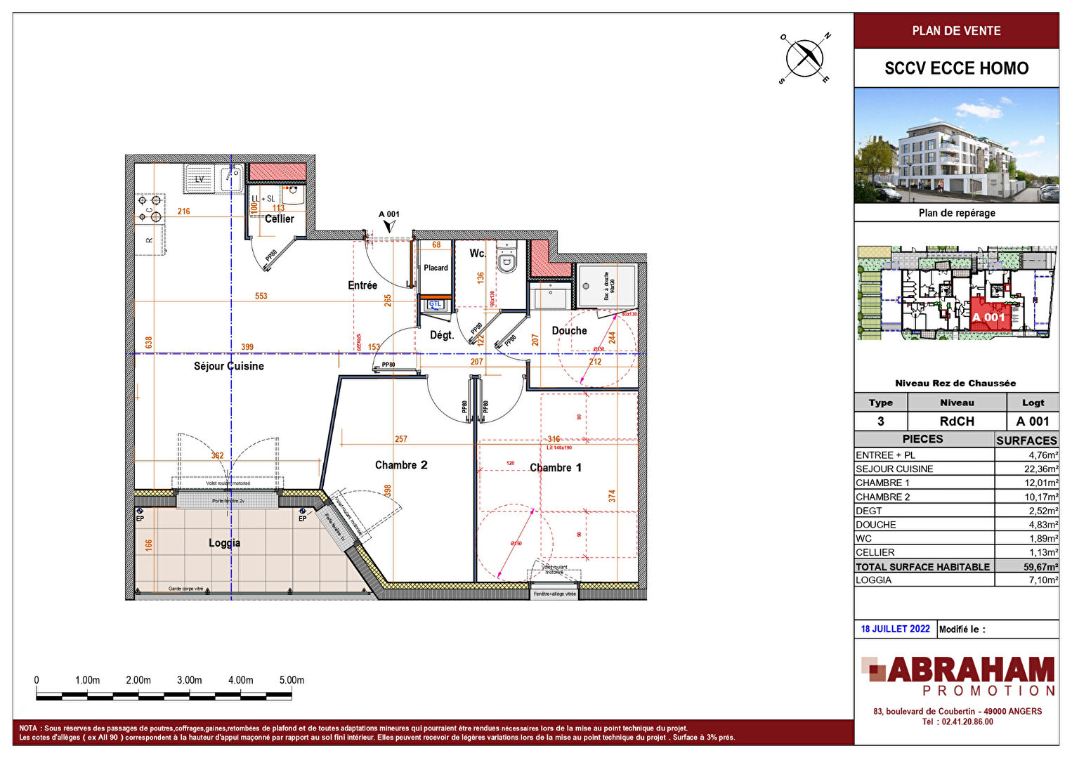 Appartement 59.67m² – 
ANGERS